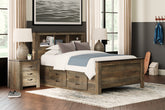 Bay Furniture Gallery - Ashley Furniture - Trinell Bedroom - Twin Bookcase Bed with 2 Storage Drawers / Brown - B446B17
